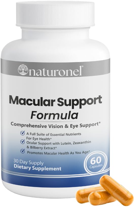 Naturonel Macular Support Formula – Vision & Eye Health with Lutein, Zeaxanthin, Bilberry, Eyebright & Antioxidants | Non-GMO, Made in USA, GMP Certified – 60 Capsules, 30 Day Supply (1) NaturonelBuy Supplements Australia