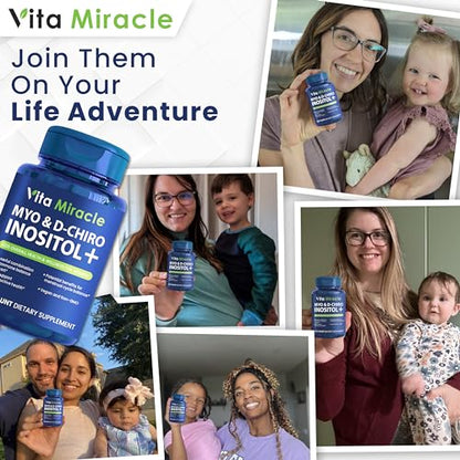 Inositol Supplement Myo-Inositol & D-Chiro Inositol 120 Capsules 2000mg 40:1 Ratio High Vita MiracleBuy Supplements Australia