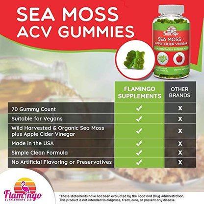 Sea Moss Gummies with Apple Cider Vinegar, Bladderwrack, and Burdock Root Organic Flamingo SupplementsBuy Supplements Australia
