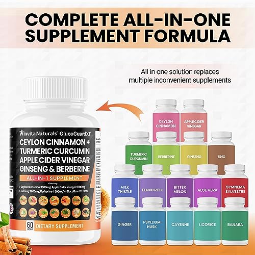 Ceylon Cinnamon 3000mg Apple Cider Vinegar 3000mg Turmeric 2000mg Panax Ginseng Winvita NaturalsBuy Supplements Australia