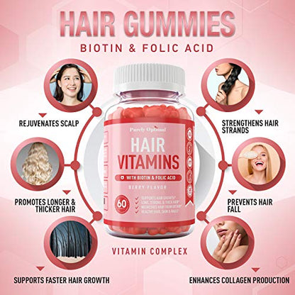 Premium Hair Vitamins Supplement-Gummy Vitamins w/Biotin, Folic Acid, Vitamins A&D Purely OptimalBuy Supplements Australia