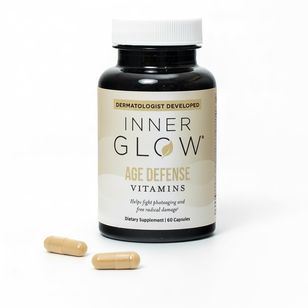 Inner Glow Age Defense Vitamins - Dermatologist and Plastic Surgeon Developed to Fight photoaging and Melasma, Polypodium Leucotomos Antioxidant Formula – Vegan, Gluten-Free – 60 Capsules Inner GlowBuy Supplements Australia
