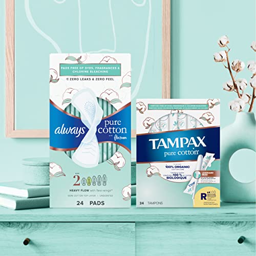 TAMPAX Pure 100% Organic Cotton Core Super Absorbency Tampons - 24 ct TampaxBuy Supplements Australia