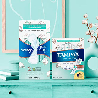 TAMPAX Pure 100% Organic Cotton Core Super Absorbency Tampons - 24 ct TampaxBuy Supplements Australia