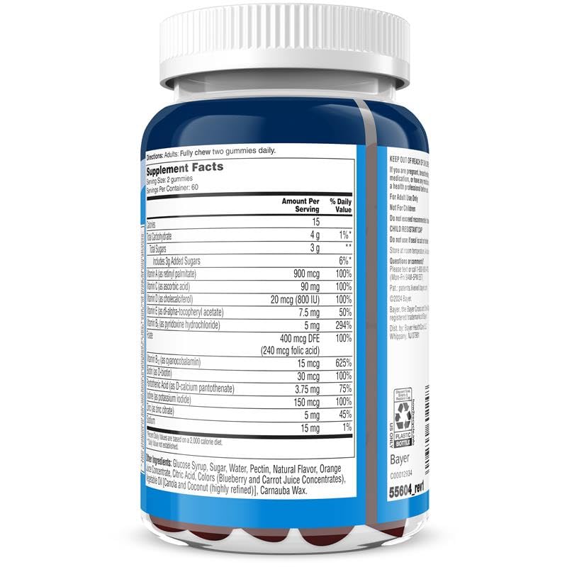 One A Day Men’s Daily Essentials Multivitamin Gummies, Multivitamin for Men, Bone Health, Zinc, Raspberry Natural Flavor, 120 Gummies