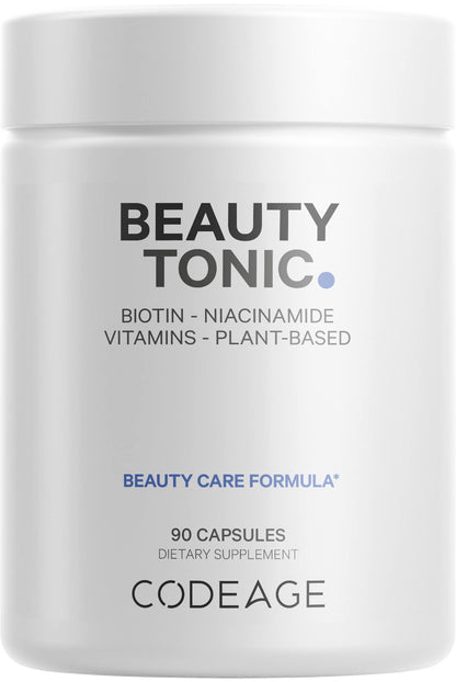 Codeage Biotin Supplement with Vitamin C, Vitamin E, Vitamin B6, Niacin, Folate, Organic Food Blend, Phytoceramides, Astaxanthin, Selenium - Beauty Tonic - Hair, Skin, and Nail Support - Vegan, 90 Ct CodeageBuy Supplements Australia