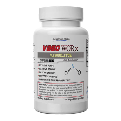 Superior Labs – VASOWORx  – Nitric Oxide Supplement – Extra Strength - 1,600 mg