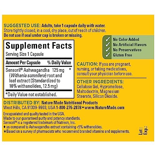 Nature Made Ashwagandha Capsules 125mg for Stress Support, 60 Capsules, 60 Day Supply Nature MadeBuy Supplements Australia