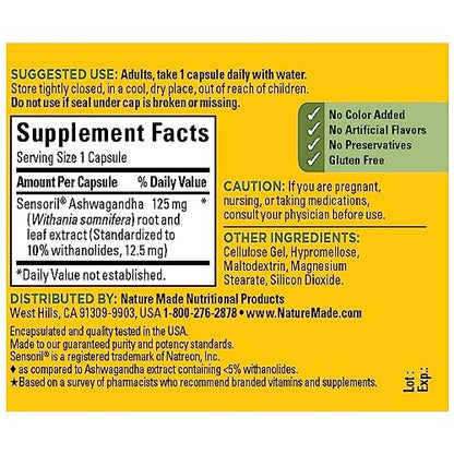 Nature Made Ashwagandha Capsules 125mg for Stress Support, 60 Capsules, 60 Day Supply Nature MadeBuy Supplements Australia
