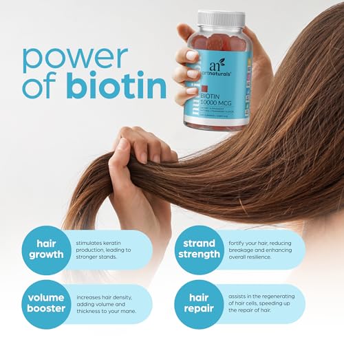 Artnaturals Biotin Gummies for Hair Growth - (100 Gummies - 10000mcg) - Natural Strawberry ArtnaturalsBuy Supplements Australia