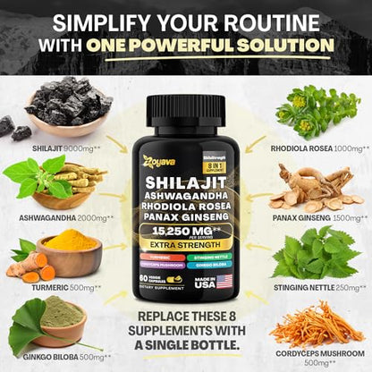 Zoyava Shilajit Pure Himalayan 9000MG,Energy Booster Ashwagandha 2000MG ZoyavaBuy Supplements Australia