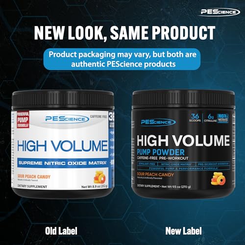 PEScience High Volume Nitric Oxide Booster Pump Pre Workout Powder, Sour Peach Candy PEScienceBuy Supplements Australia