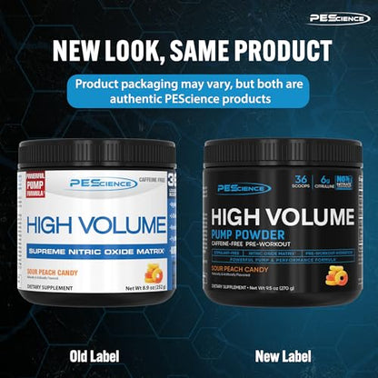PEScience High Volume Nitric Oxide Booster Pump Pre Workout Powder, Sour Peach Candy PEScienceBuy Supplements Australia