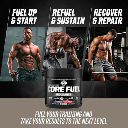 PMD Sports Core Fuel Endurance, Performance & Recovery - BCAAs, EAAs, Beta Alanine, Betaine Anhydrous, Glutamine, Electrolytes - Muscle Growth, Strength - Stim Free, Tropical Fruit Punch (25 Servings)
