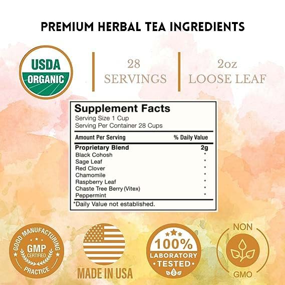 Menopause Tea for Cooling, Hormonal Balance, Relief from Hot Flashes, Night Sweats PCOS Herbal TeaBuy Supplements Australia