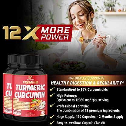 (2 Packs) Premium Turmeric Curcumin Supplement 12050mg with Ginger, Apple Cider Vinegar BMVINVOLBuy Supplements Australia