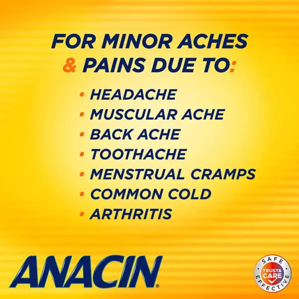 Anacin Fast Pain Relief Pain Reducer Aspirin Tablets, 200 Tabs (Value Pack of 2) ANACINBuy Supplements Australia