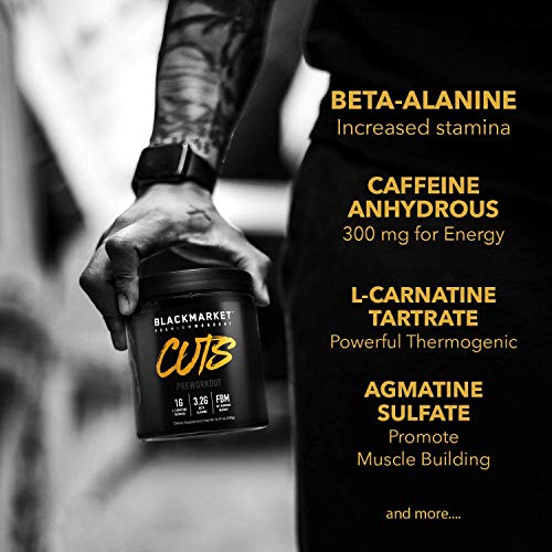 BLACKMARKET CUTS Pre Workout - Flavored Energy Powdered Drink Mix for Men BLACKMARKETBuy Supplements Australia