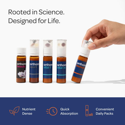 Orthomol Immun, Immune Support Vials for Adults with Vitamin C, Zinc, Selenium, Iodine, Vitamin D, E, A ,B, Calcium, 25+ Immune Boost Nutrients, 1 Serving Per Day for Daily Health (30 Day Supply) OrthomolBuy Supplements Australia
