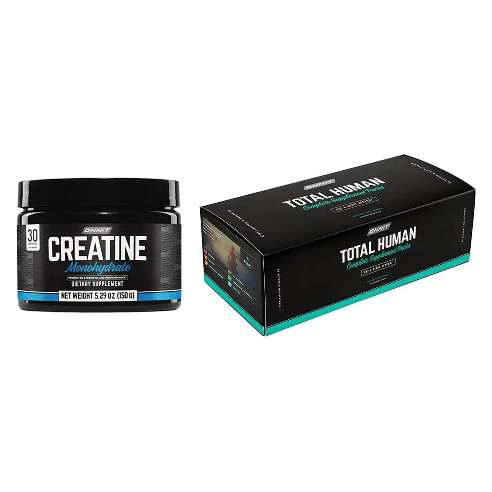 ONNIT Total Wellness & Performance Bundle: Total Human Multivitamin Packs (30-Day Supply) + Creatine Monohydrate Powder (30 Servings) ONNITBuy Supplements Australia