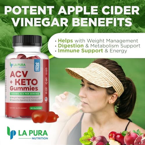 LaPura ACV 1000 mg + Keto Gummies for Weight Loss, 60 Gummies - 1000 mg Apple Cider LaPuraBuy Supplements Australia