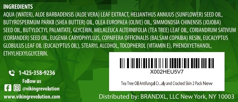Viking Revolution Tea Tree Oil Cream - Super Balm Athletes Foot Cream - for Eczema Viking RevolutionBuy Supplements Australia