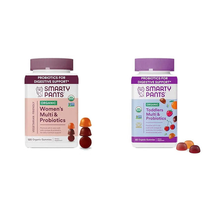 SmartyPants Organic Women's and Toddler Multivitamin Gummies with Probiotics, Omega 3, Vitamins D3, B12, C, A, K, Zinc and More SmartyPantsBuy Supplements Australia