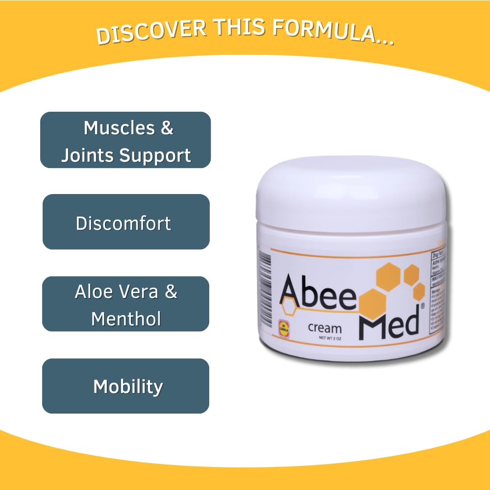 AbeeMed Cream Bee Venom Apitoxin for Aches - Menthol - Histamine DHCL - Bee Polen - Chamomile - Support for Neck and Backache - Supports Joint & Muscle Discomfort - Sprains, Bruises and Strains V2 ABEE MEDBuy Supplements Australia