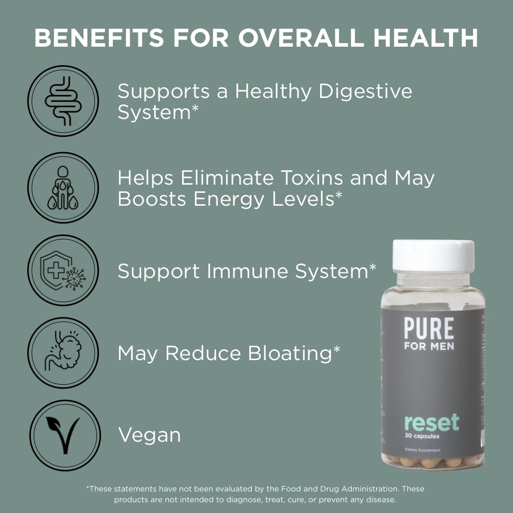 Pure for Men Detox Supplement, Reset | Promotes Digestive & Gut Health Pure for MenBuy Supplements Australia