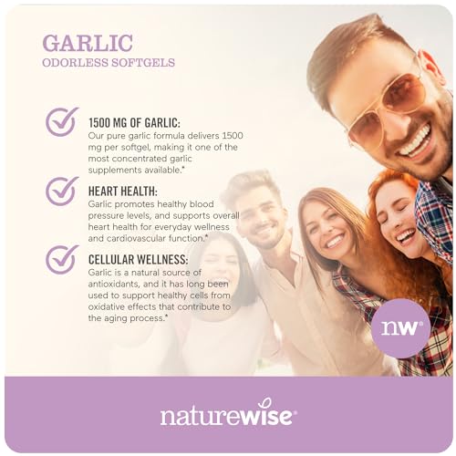 NatureWise Garlic Odorless Softgels 1500mg Support Teeth & Immune System Health NatureWiseBuy Supplements Australia