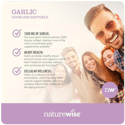 NatureWise Garlic Odorless Softgels 1500mg Support Teeth & Immune System Health NatureWiseBuy Supplements Australia