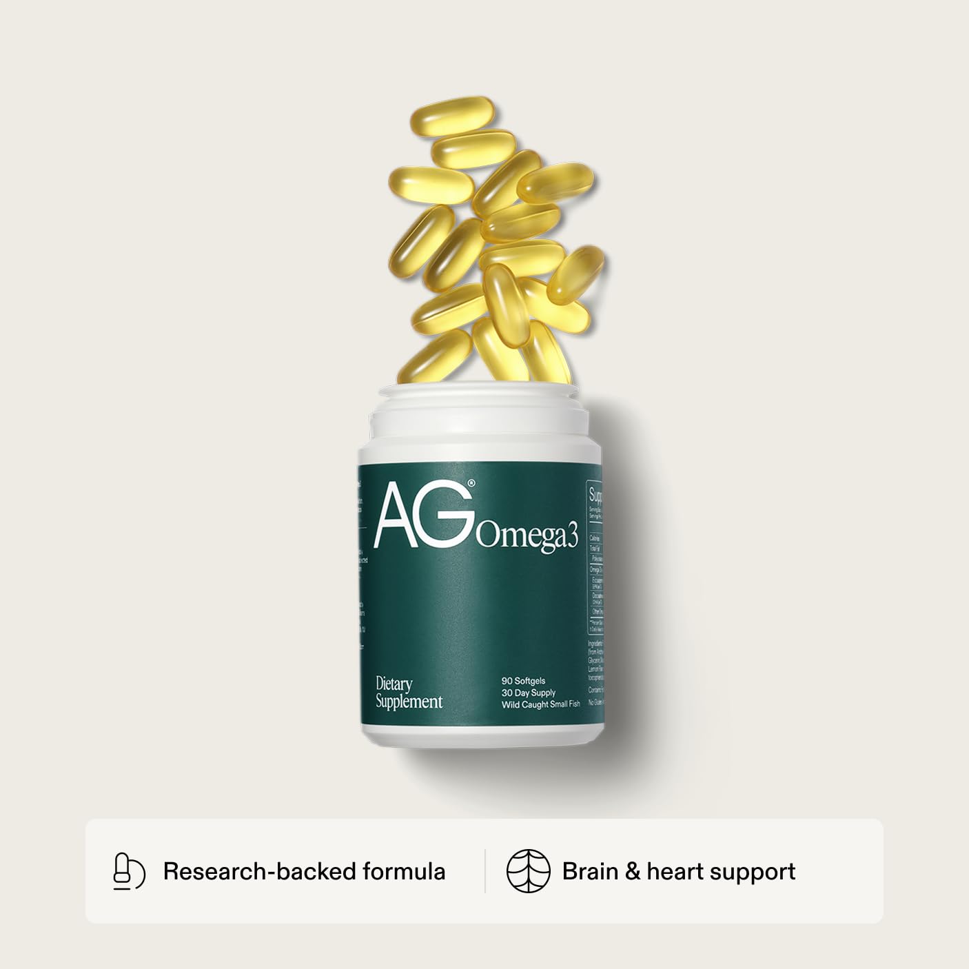 AG1 Omega 3 Fish Oil Softgels – 2000mg EPA & DHA from Wild-Caught Fish, Supports Heart, Brain & Joint Health | 90 Capsules | Athletic Greens Supplement AG1Buy Supplements Australia