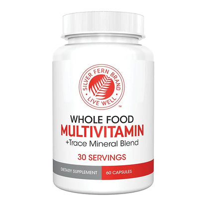 Silver Fern Whole Food Daily Multi Vitamin w/Trace Mineral Blend Supplement - 1 Bottle - 60 Vegicaps - 30 Day Supply - Natural Silver Fern
