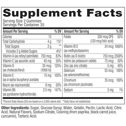 Olly Teen Girl Multi Gummy, Healthy Skin and Immune Support, 15 Essential Vitamins, Biotin, Zinc, Calcium, Chewable Multivitamin