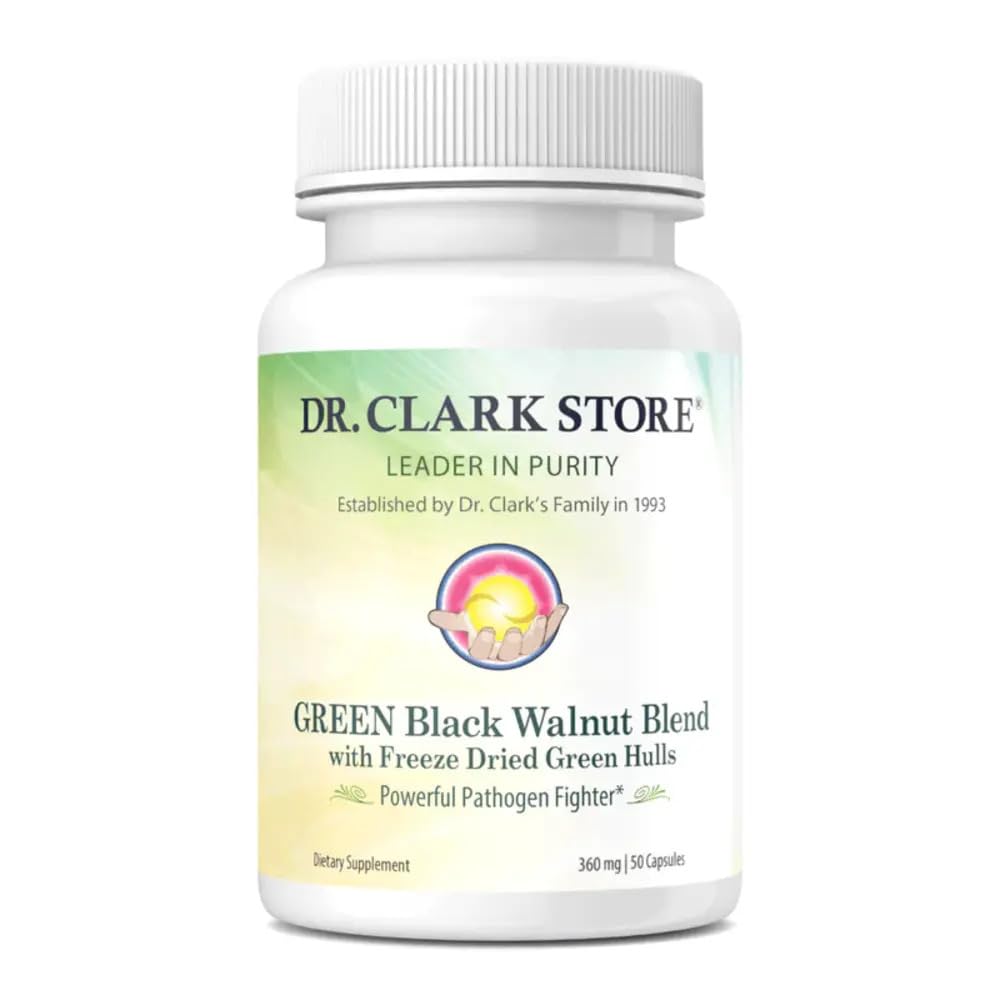 Dr Clark Green Black Walnut Blend - Freeze Dried Hull Dietary Supplement, Extra Strength Formula from All Natural Walnuts, Supports Healthy Intestinal Environment, 360mg, 50 Gelatin Capsules Dr Clark StoreBuy Supplements Australia