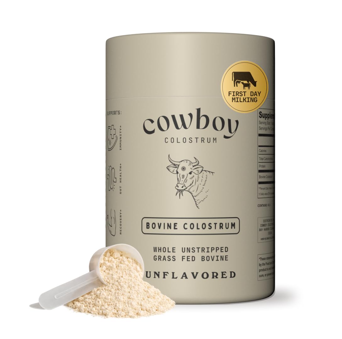 Cowboy - The Exclusive 1st Milking, Whole, Grass Fed Colostrum Supplement for Full Body Health - Bovine Colostrum Powder Packed w/Bioactive Nutrients - Sugar Free (Unflavored, 40 Servings) COWBOY COLOSTRUMBuy Supplements Australia