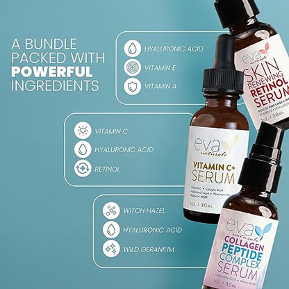 Eva Naturals Anti-Aging Serum Bundle - Vitamin C Serum, Hyaluronic Acid Serum Eva NaturalsBuy Supplements Australia