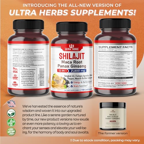 Shilajit Pure Himalayan 21,800mg - Energy Booster 85% Fulvic Acid, Maca Root ULTRA HERBSBuy Supplements Australia