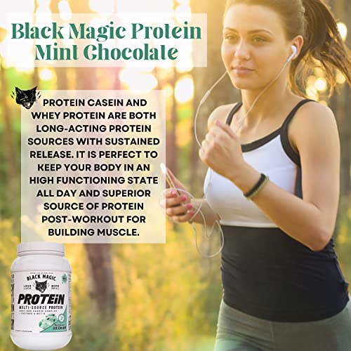 Worldwide Nutrition Bundle, 2 Items: Black Magic Multi-Source Protein Powder - Whey, Egg Albumin Enzymes, Micellar Casein & MCTs - Muscle Mass Gaining - Mint Chocolate Flavor - 2 LB and Keychain Worldwide NutritionBuy Supplements Australia
