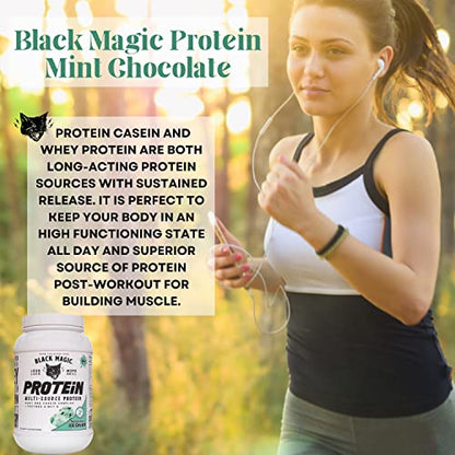 Worldwide Nutrition Bundle, 2 Items: Black Magic Multi-Source Protein Powder - Whey, Egg Albumin Enzymes, Micellar Casein & MCTs - Muscle Mass Gaining - Mint Chocolate Flavor - 2 LB and Keychain Worldwide NutritionBuy Supplements Australia