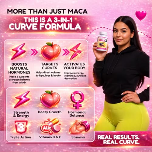 Maca 3 Capsules – Black, Red & Yellow Maca Root Blend – Feminine Balance & Natural Body Support – Herbal Formula Curvy FruitBuy Supplements Australia
