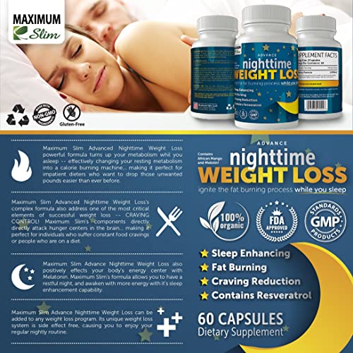 Maximum Slim Advanced Nighttime (Fat Burning) Weight Loss with African Mango, Green Tea Maximum SlimBuy Supplements Australia