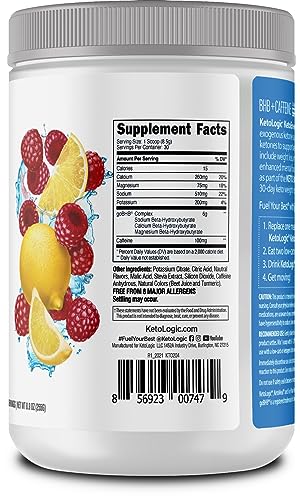 KetoLogic BHB KetoEnergy Exogenous Ketones Powder with Caffeine | Raspberry Lemonade KetologicBuy Supplements Australia