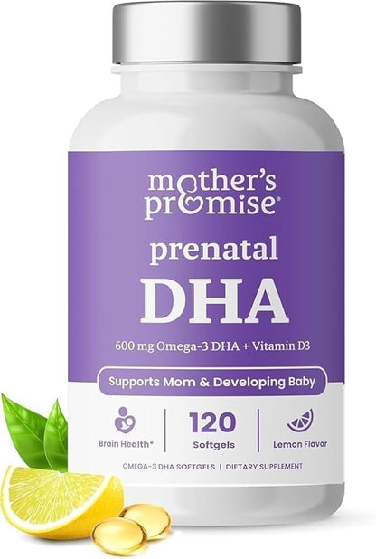 Prenatal DHA for Women 600mg + 400 IU Vitamin D3 | 120 Softgels | Supports Brain Health | Triglyceride Omega 3 Fish Oil DHA Prenatal Vitamins for Pregnancy & Nursing | 300mg per Capsule Mother's PromiseBuy Supplements Australia