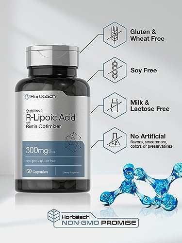 Stabilized R-Lipoic Acid 300mg | 60 Capsules | with Biotin Optimizer | Non-GMO, Gluten HorbäachBuy Supplements Australia