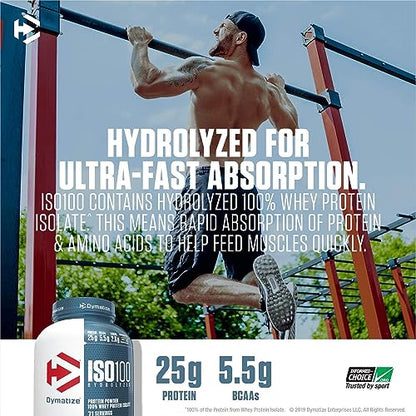 Dymatize ISO 100 Whey Protein Powder with 25g of Hydrolyzed 100% Whey Isolate DymatizeBuy Supplements Australia