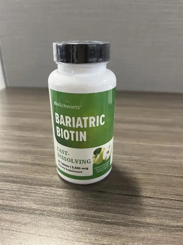 BioSchwartz Bariatric Biotin Chewable Tablets - 5500mcg Biotin per Serving - Green Apple Flavor, 3 Month Supply - Sugar-Free Hair Skin Nails Vitamins BioSchwartz