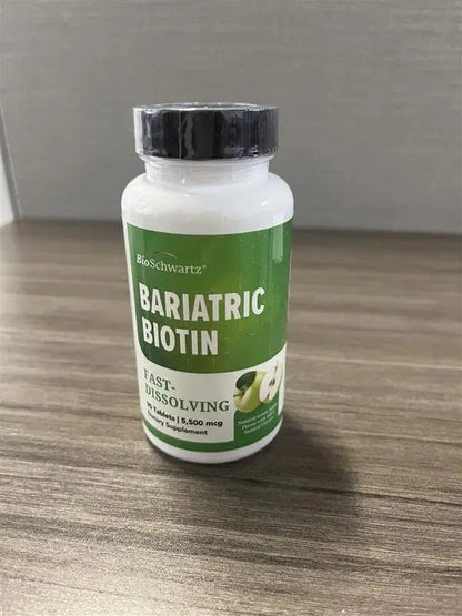 BioSchwartz Bariatric Biotin Chewable Tablets - 5500mcg Biotin per Serving - Green Apple Flavor, 3 Month Supply - Sugar-Free Hair Skin Nails Vitamins BioSchwartz