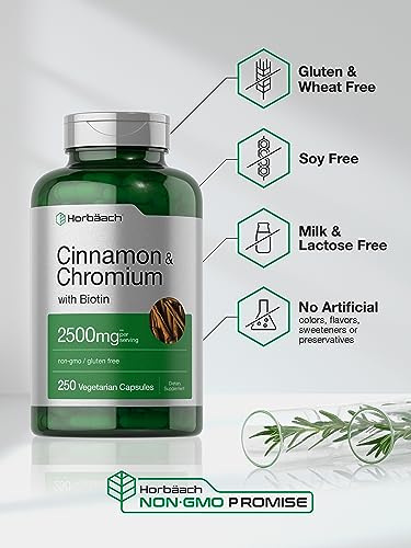 Cinnamon with Chromium Picolinate 2500mg | 250 Capsules | Plus Biotin | Vegetarian HorbäachBuy Supplements Australia