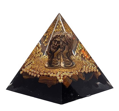 FENGSHUI-CAISHEN Mini Jesus Figurine in Healing Crystal Orgone Pyramid - Obsidian Tiger's Eye FENGSHUI-CAISHENBuy Supplements Australia